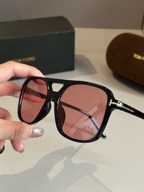 Tom Ford Black Frame Red Lens Statement Sunglasses